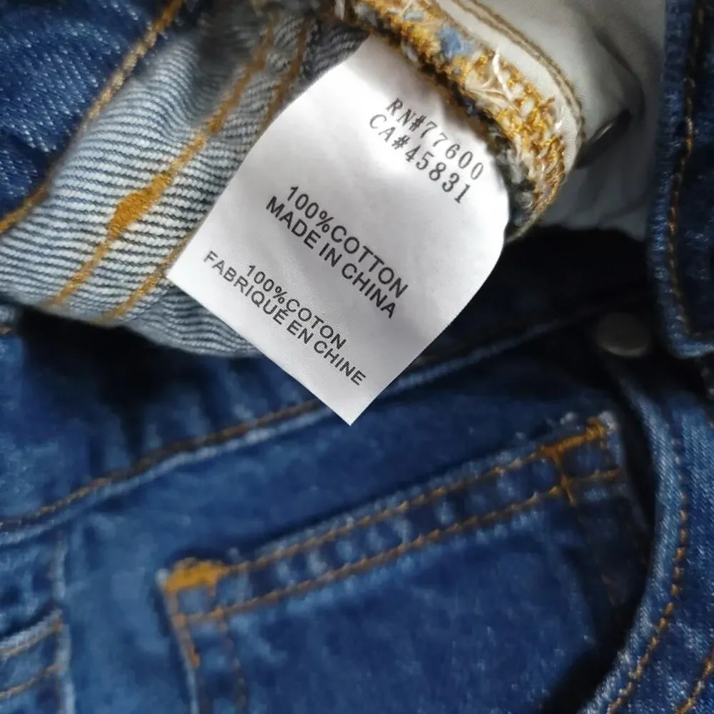 Free People x Sandrine Rose Long Fray Hem Denim Shorts Indigo Wash